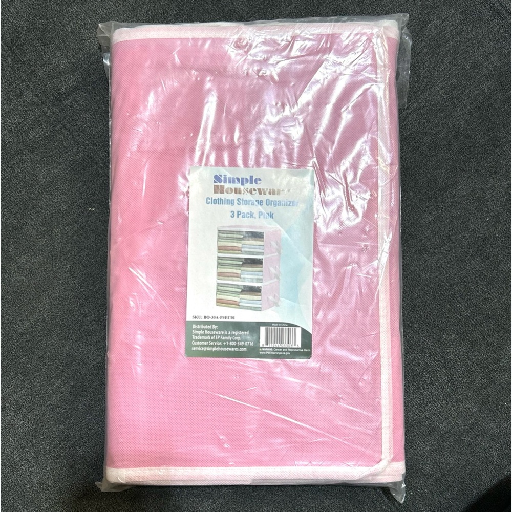 SimpleHouseware Clothes Storage Bags Organizer, Pink, (Set of 3) New Unopened